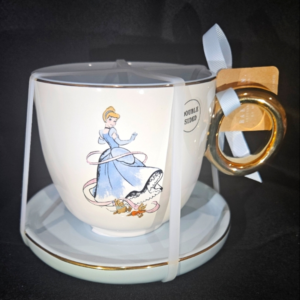 Disney Princess Cinderella Rae Dunn Mug with Trivet Set. Brand New!